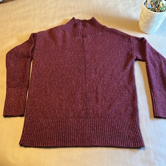 Loft Drop Shoulder Mock Next Sweater Size Small Maroon - Picture 1 of 7